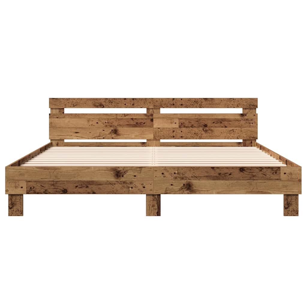 vidaXL Bettrahmen mit Kopfteil Altholz 203 x 185 x 70 cm Holzwerkstoff