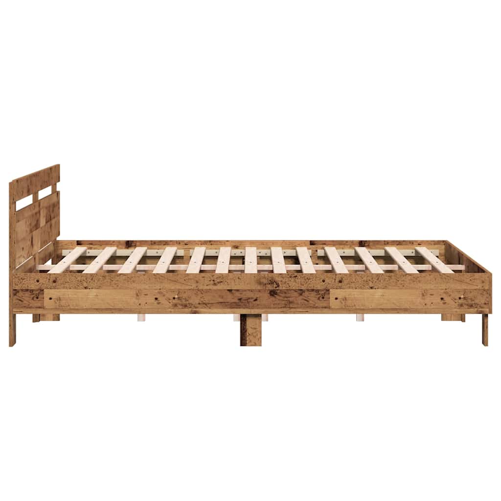 vidaXL Bettrahmen mit Kopfteil Altholz 203 x 185 x 70 cm Holzwerkstoff
