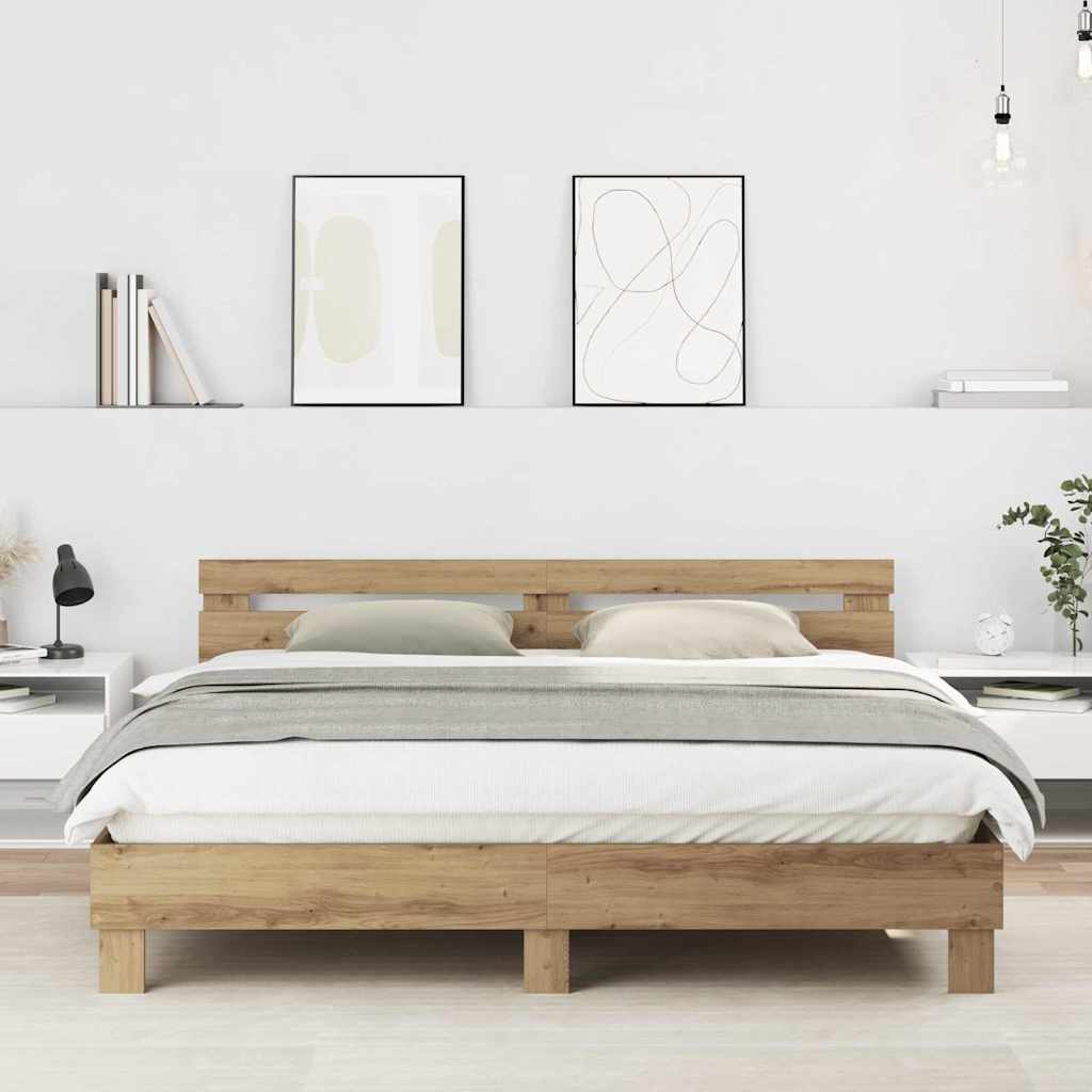 vidaXL Bettrahmen Artisan-Eiche 203 x 185 x 70 cm Holzwerkstoff