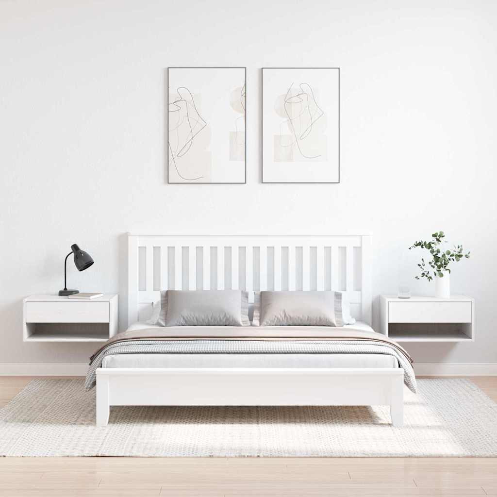 vidaXL Nachttisch 2 pcs Weiß 50 x 32,5 x 24 cm Massivholz Kiefer
