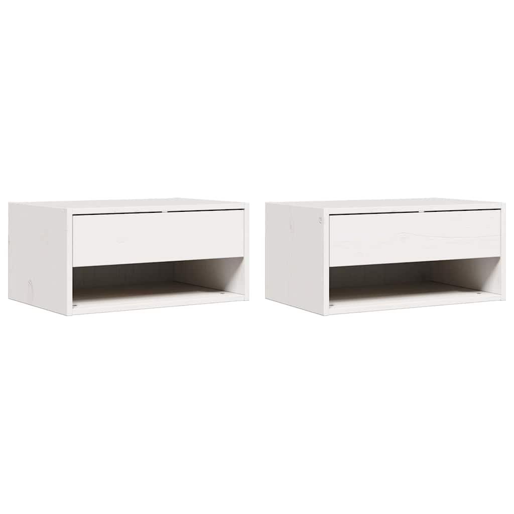 vidaXL Nachttisch 2 pcs Weiß 50 x 32,5 x 24 cm Massivholz Kiefer