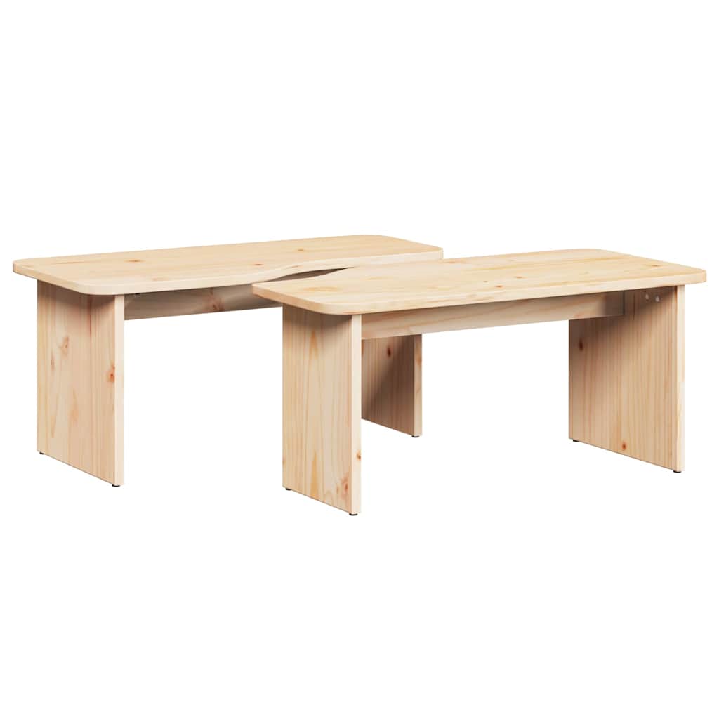 vidaXL Couchtisch 2 pcs Natur Massivholz Kiefer