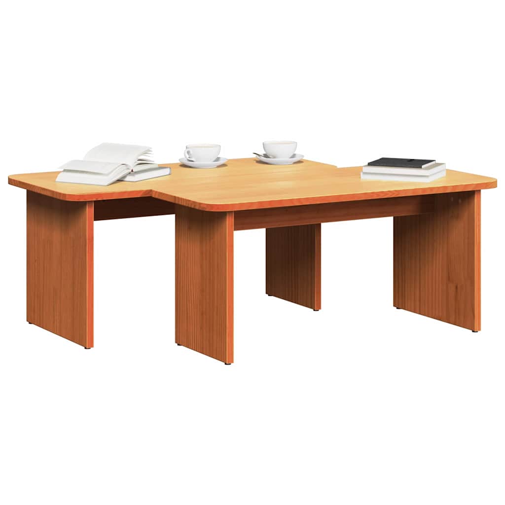 vidaXL Couchtisch 2 pcs Wachsbraun Massivholz Kiefer