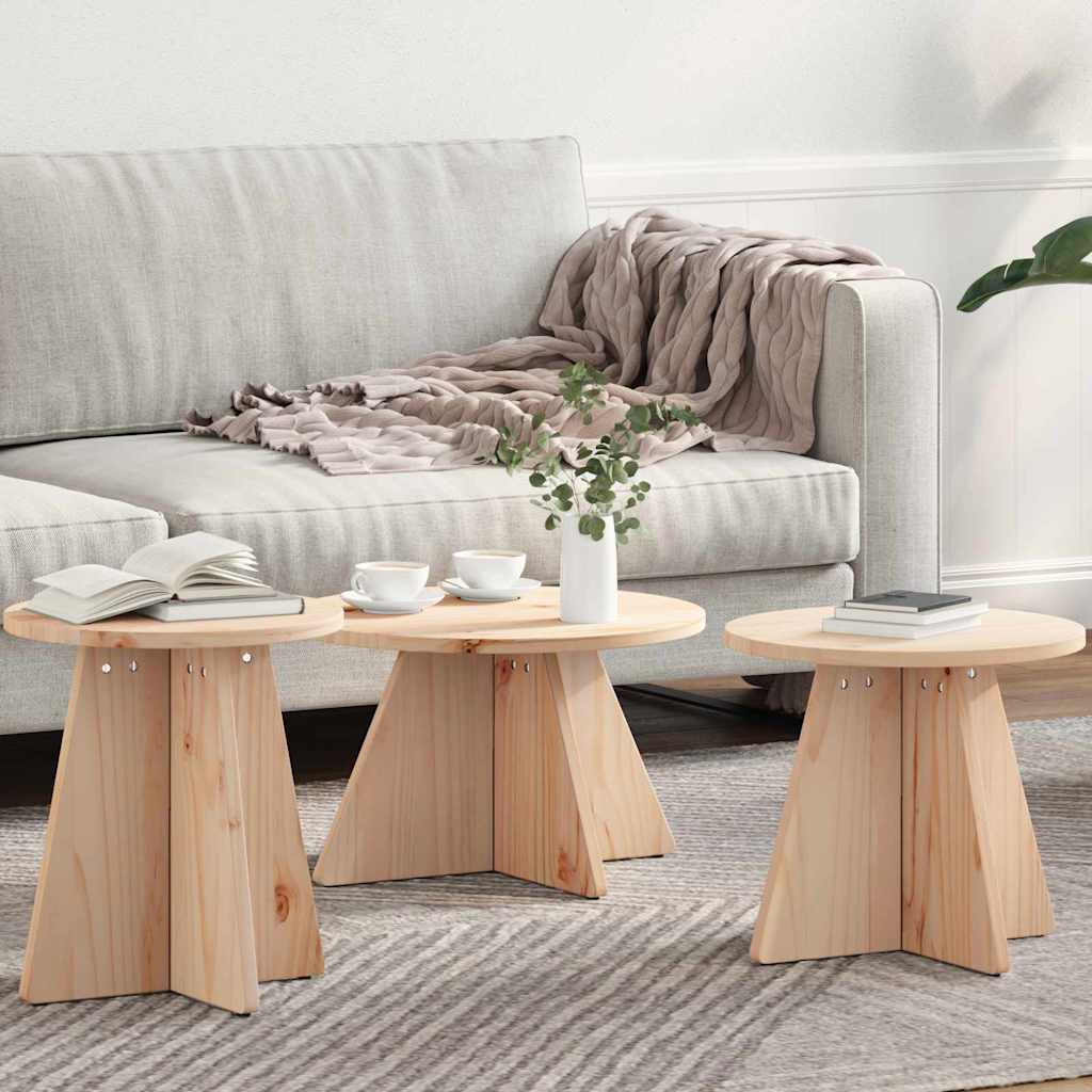 vidaXL Couchtisch 3 pcs Natur