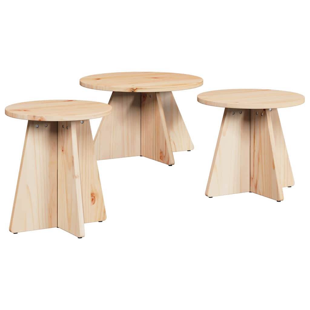 vidaXL Couchtisch 3 pcs Natur