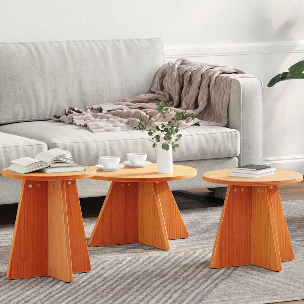 vidaXL Couchtisch 3 pcs Wachsbraun