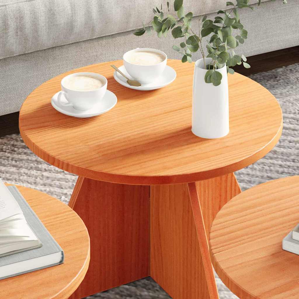 vidaXL Couchtisch 3 pcs Wachsbraun