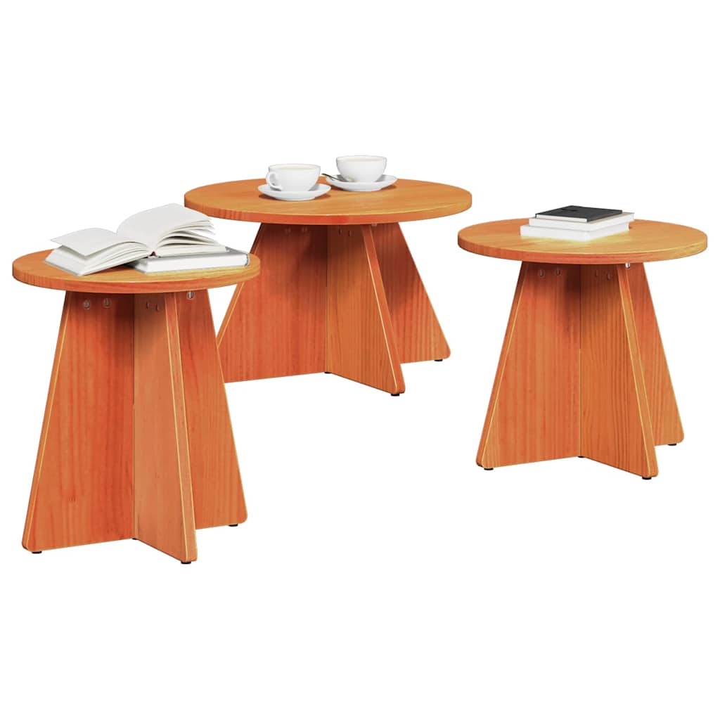 vidaXL Couchtisch 3 pcs Wachsbraun
