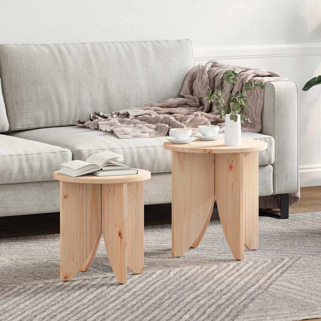 vidaXL Couchtisch 2 pcs Natur
