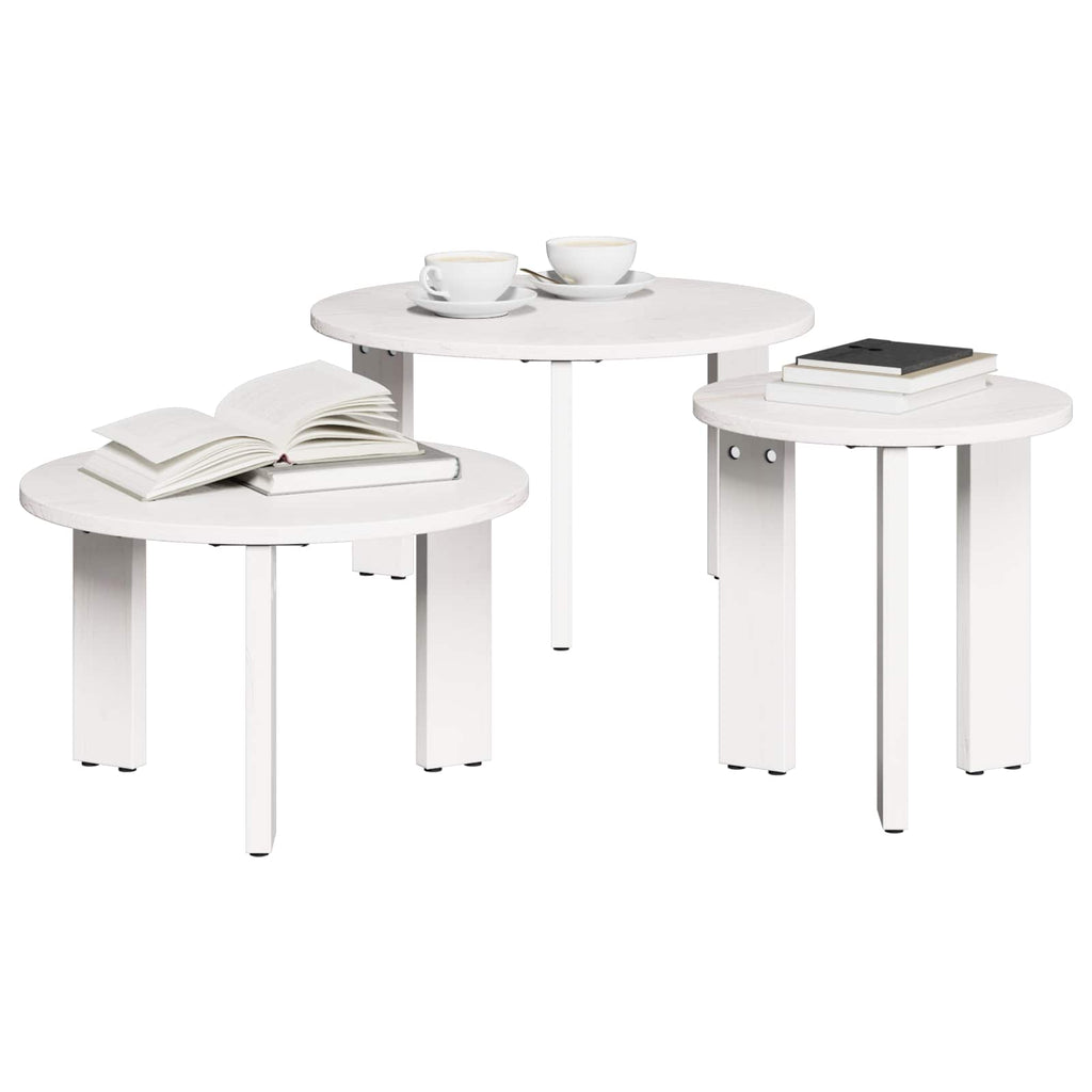 vidaXL Couchtisch 3 pcs Natur Massivholz Kiefer
