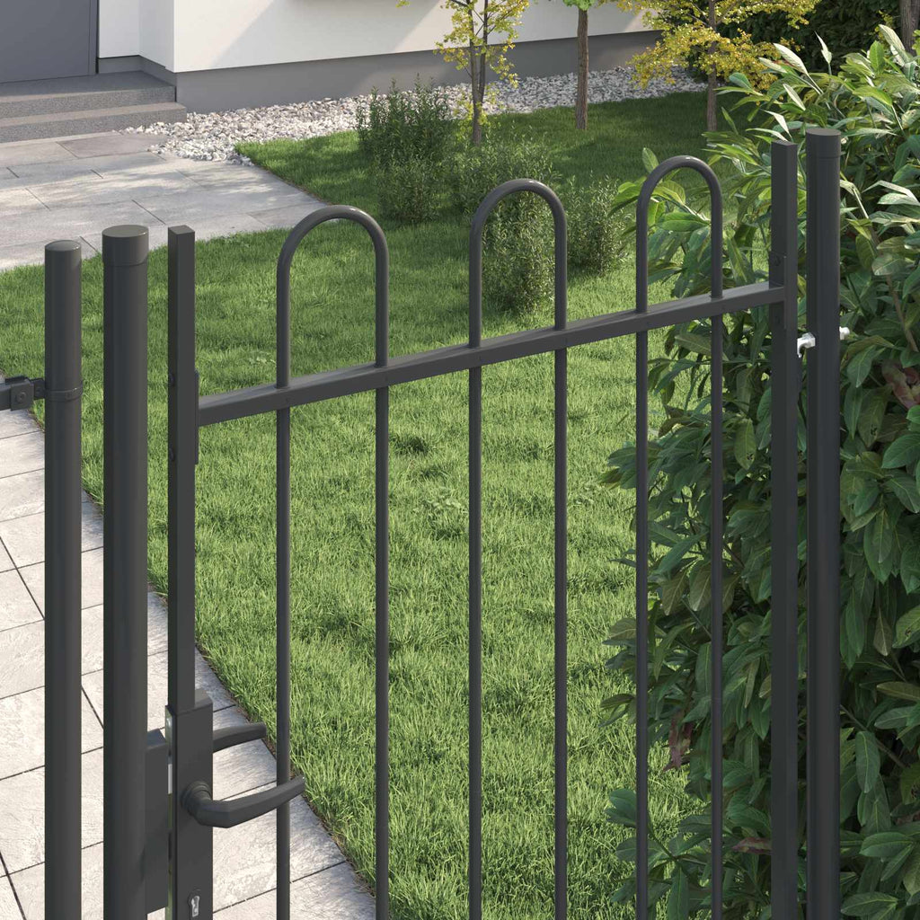 vidaXL Zauntor BOXTEL 103 x 225 cm Pulverbeschichteter Stahl Grau