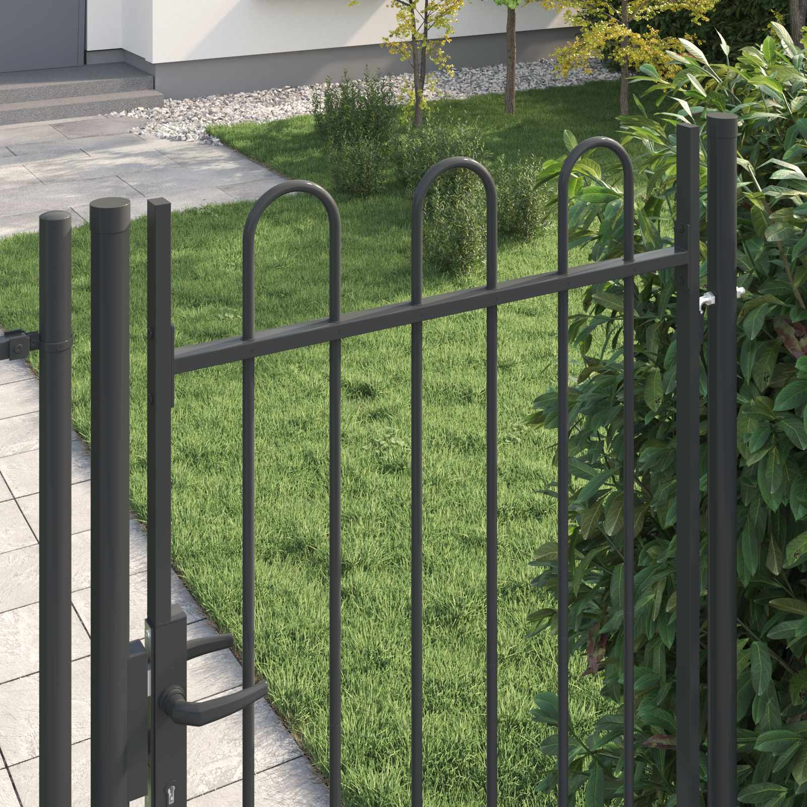 vidaXL Zauntor BOXTEL 103 x 225 cm Pulverbeschichteter Stahl Grau