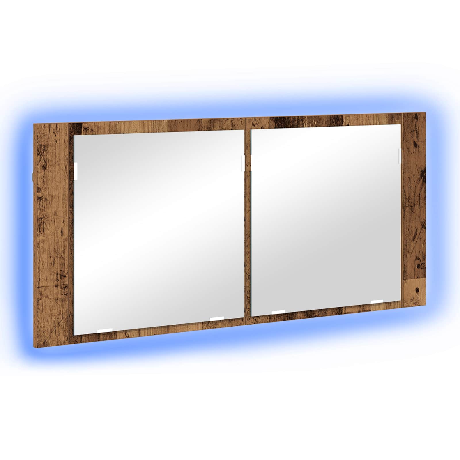 vidaXL LED Spiegel-Schrank Altholz 100 x 12 x 45 cm Holzwerkstoff