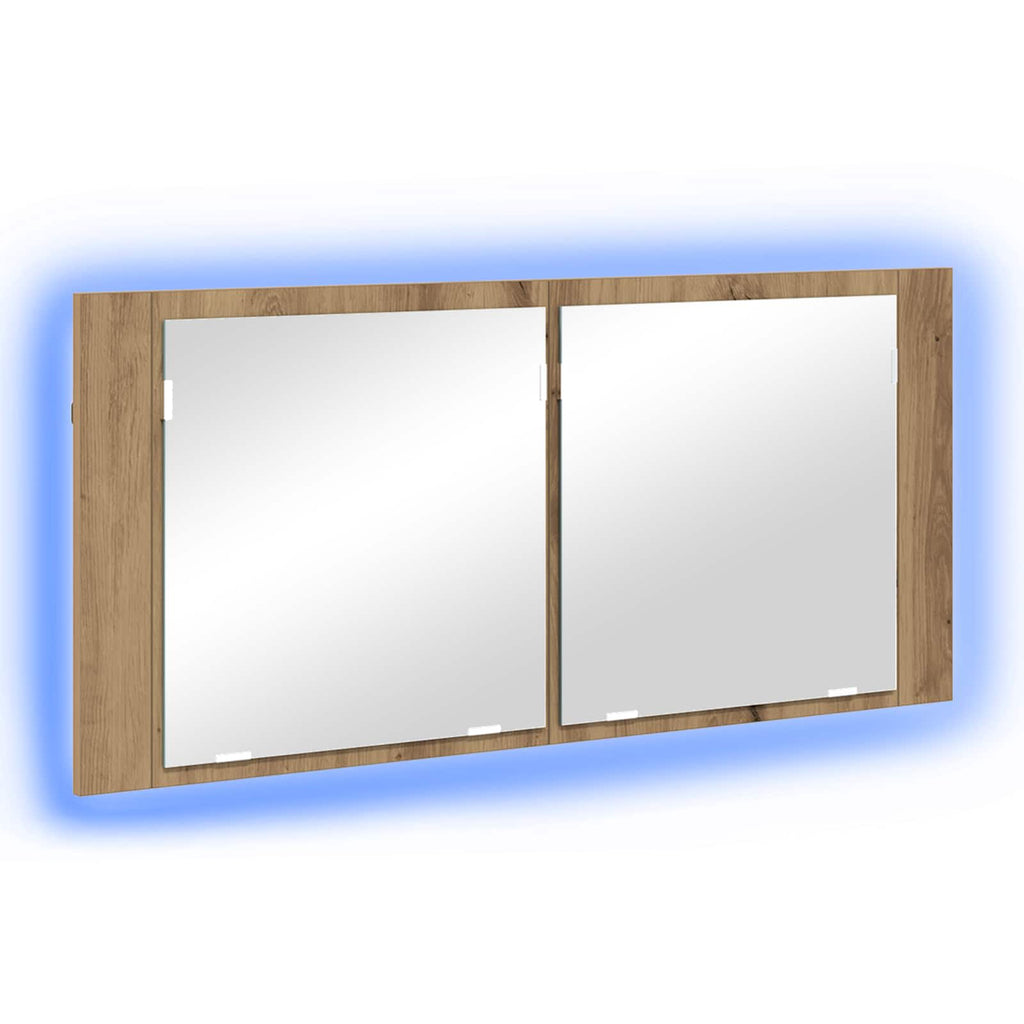 vidaXL LED Spiegel-Schrank mit Regal Artisan-Eiche 100 x 12 x 45 cm