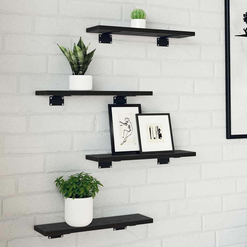 vidaXL Regalbrett 4 pcs Schwarz 40 x 10 x 1,5 cm Holzwerkstoff