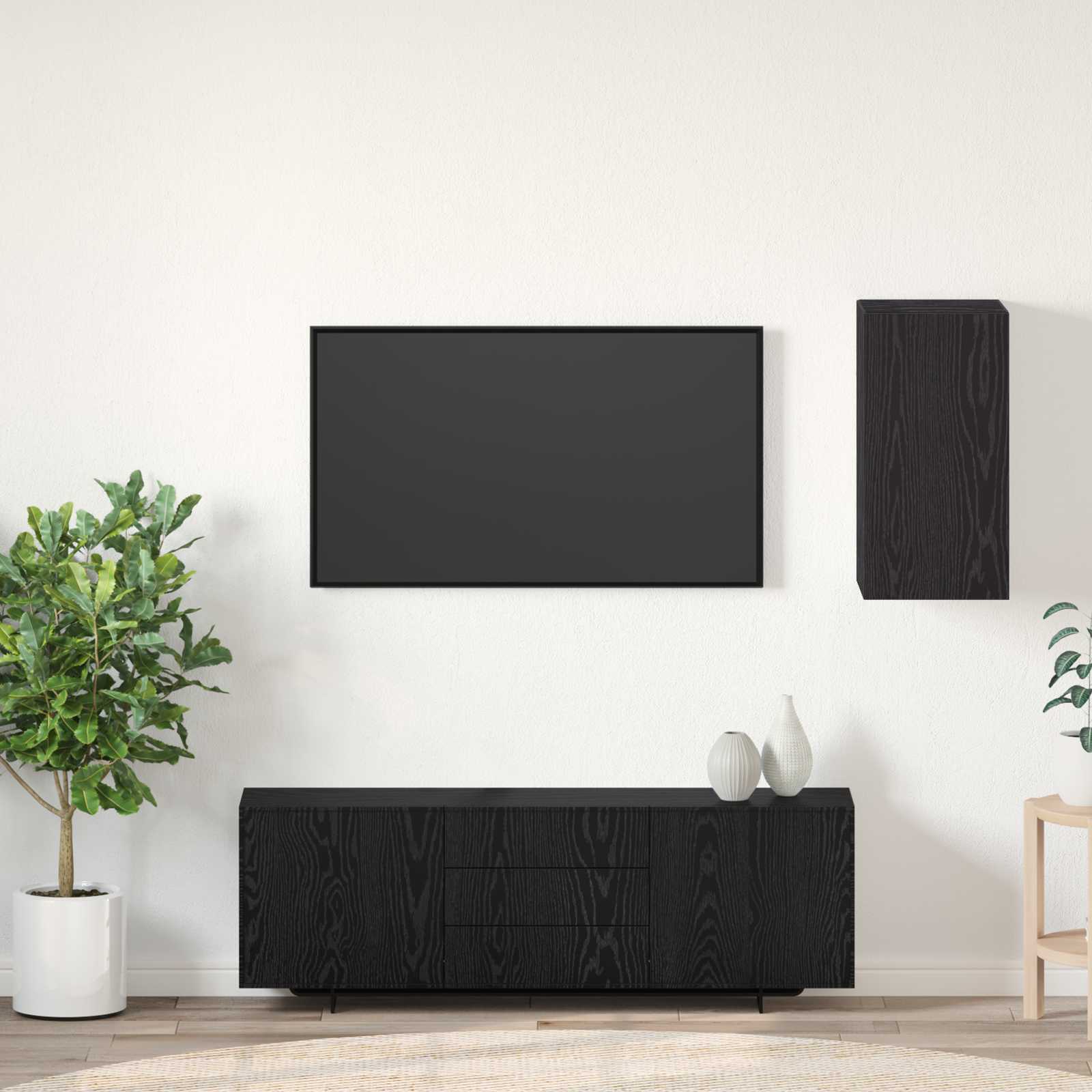 vidaXL Wand-TV-Schrank Schwarz Eichen-Optik 30,5 x 30 x 60 cm