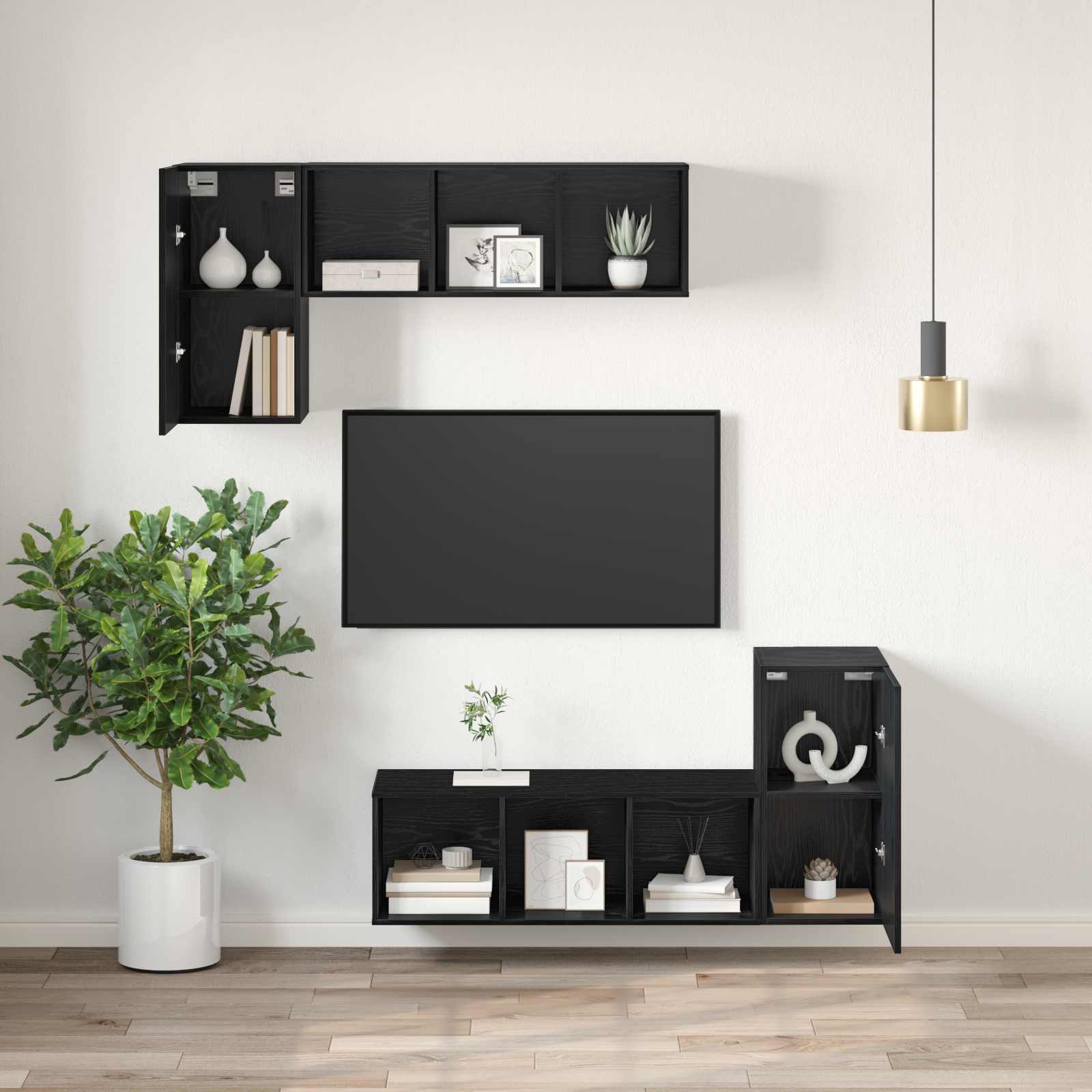 vidaXL Wand-TV-Schrank Schwarz Eichen-Optik 30,5 x 30 x 60 cm
