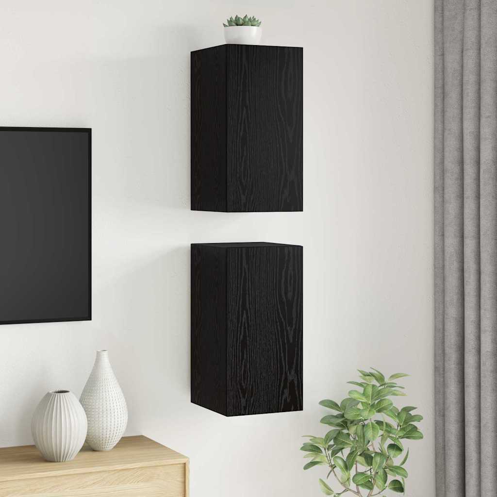 vidaXL Wand-TV-Schrank 2 pcs Schwarz Eichen-Optik 30,5 x 30 x 60 cm