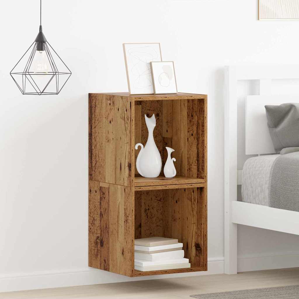 vidaXL Wandschrank 2 pcs Altholz 37 x 37 x 37 cm Holzwerkstoff