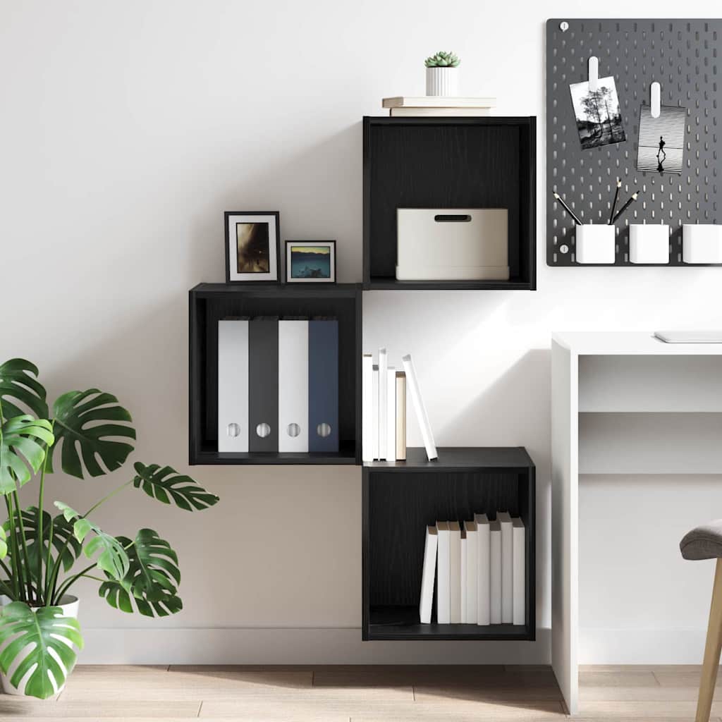 vidaXL Wandschrank Schwarz Eichen-Optik 37 x 37 x 37 cm Holzwerkstoff