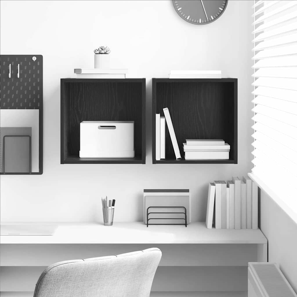 vidaXL Wandschrank 2 pcs Schwarz Eichen-Optik 37 x 37 x 37 cm