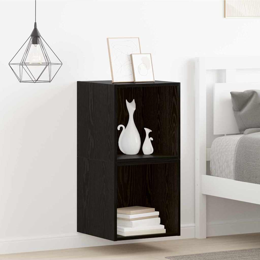 vidaXL Wandschrank 2 pcs Schwarz Eichen-Optik 37 x 37 x 37 cm
