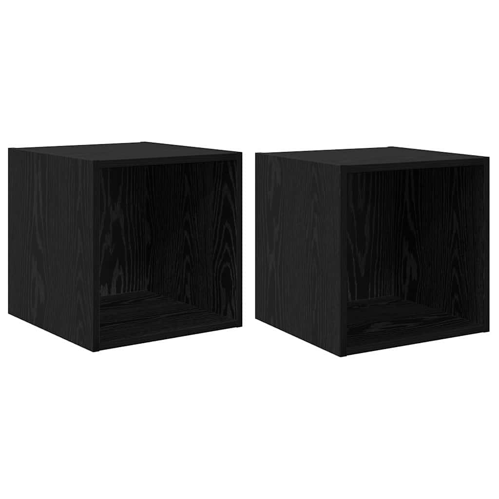 vidaXL Wandschrank 2 pcs Schwarz Eichen-Optik 37 x 37 x 37 cm