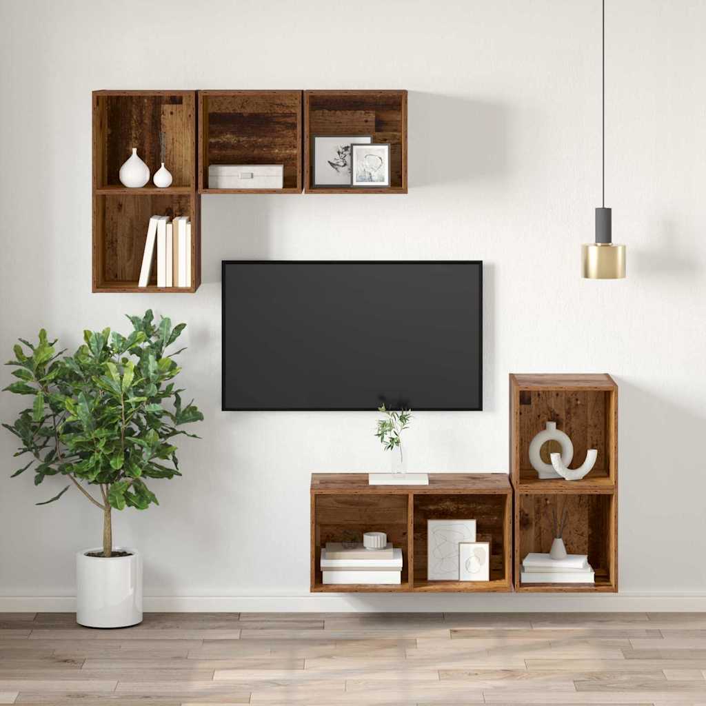 vidaXL TV-Schrankset Altholz 37 x 37 x 72 cm Holzwerkstoff