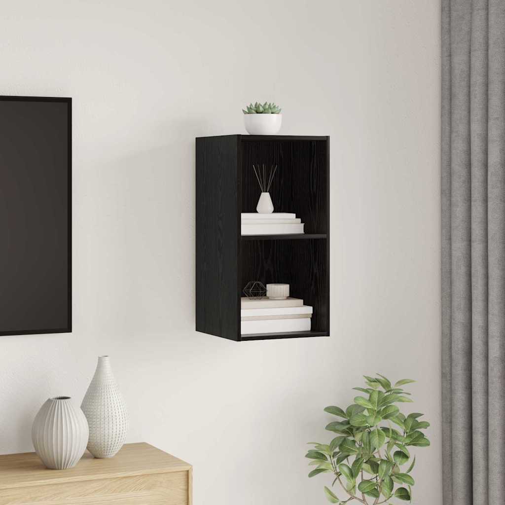 vidaXL TV-Schrankset Wandmontiert Schwarz Eichen-Optik 37 x 37 x 72 cm