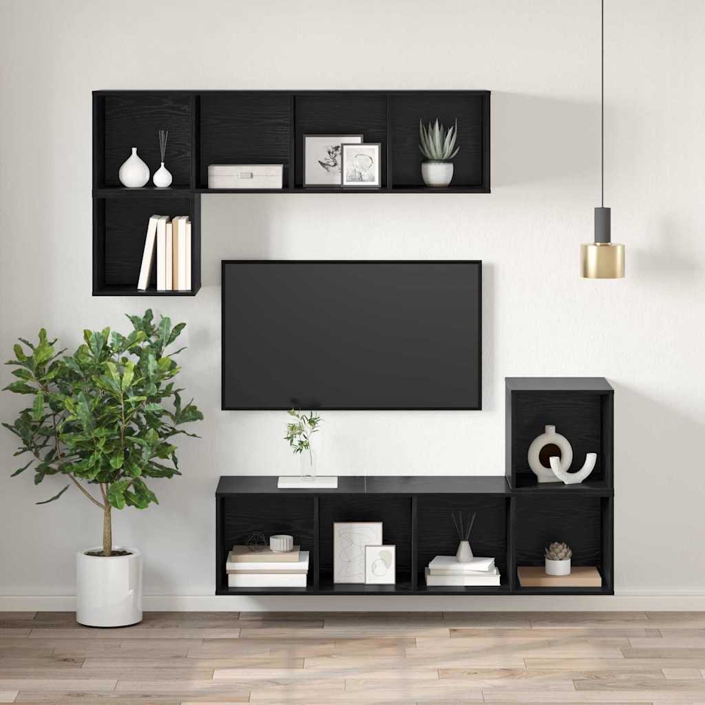 vidaXL TV-Schrankset Schwarz Eichen-Optik 37 x 37 x 107 cm