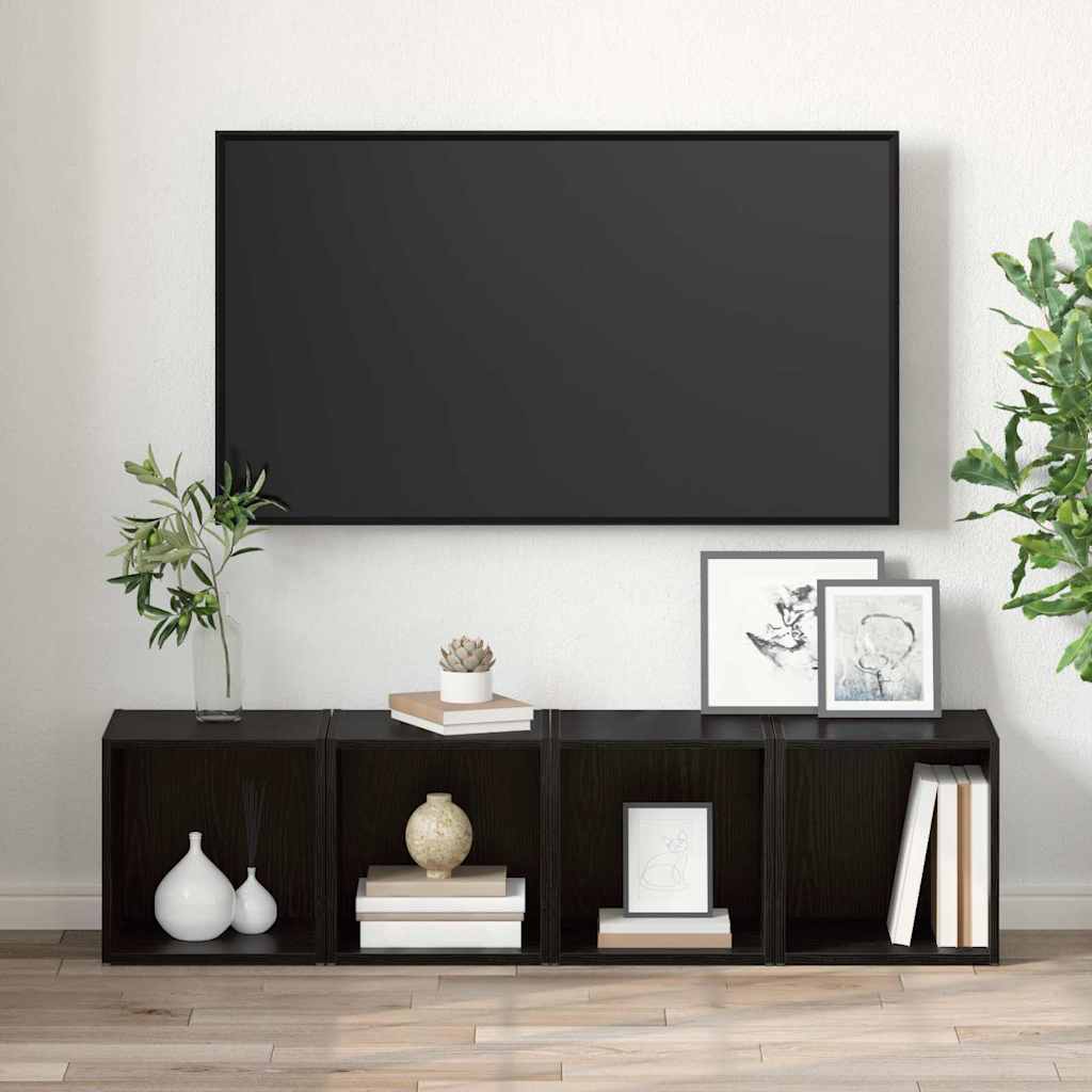 vidaXL TV-Schrankset 2 pcs 37 x 35 x 37,5 cm Schwarz Holzwerkstoff