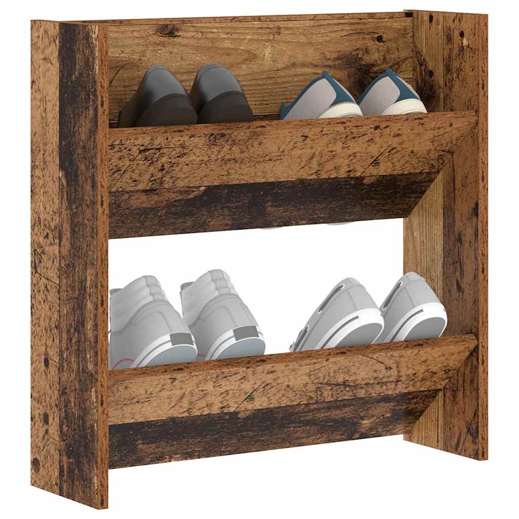 vidaXL Schuhschrank mit Regal Altholz 60 x 18 x 60 cm Holzwerkstoff