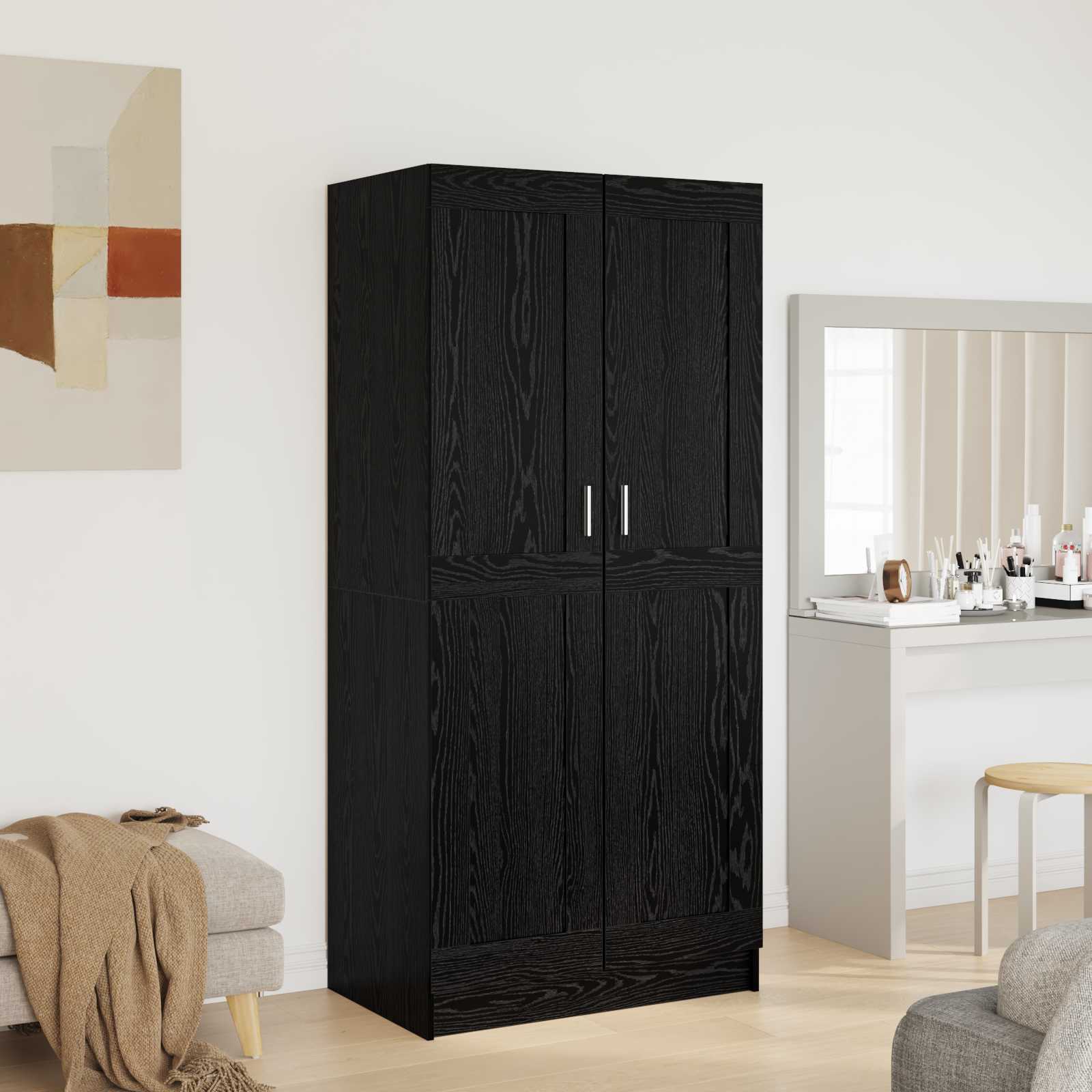 vidaXL Kleiderschrank Schwarz Eichen-Optik 82,5 x 51,5 x 180 cm