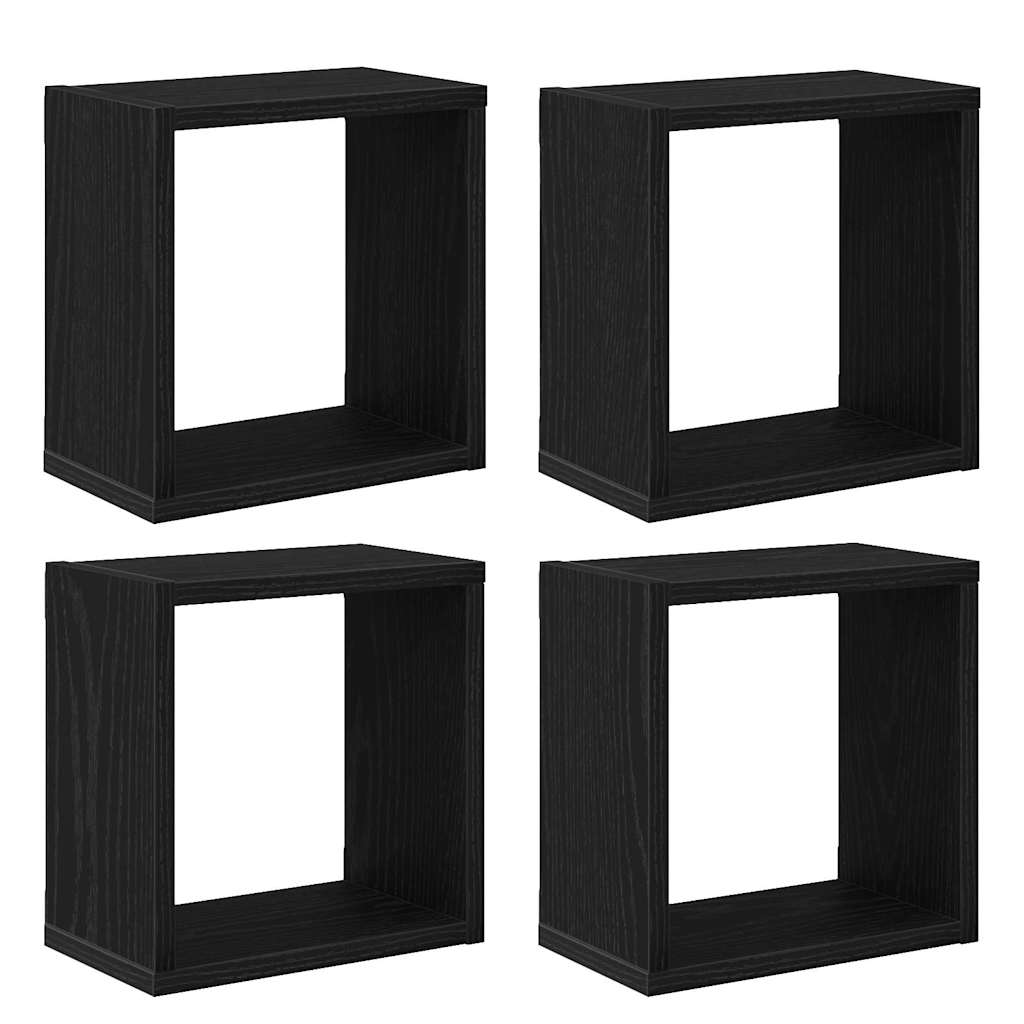 vidaXL Wandregale mit Regal 4 pcs Schwarz Eichen-Optik Holzwerkstoff