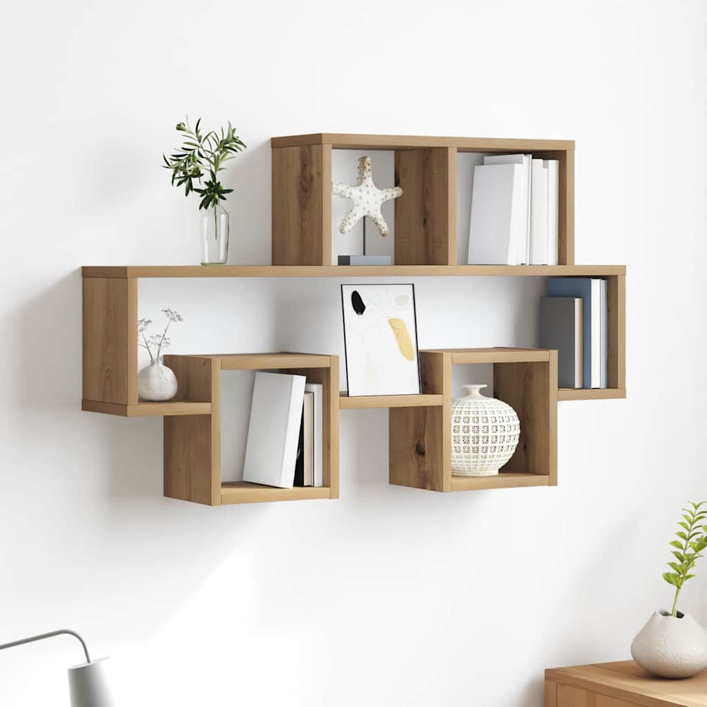 vidaXL Wandregal mit Regal Artisan-Eiche 82 x 15 x 51 cm Holzwerkstoff