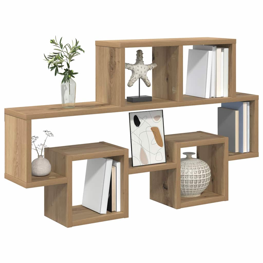 vidaXL Wandregal mit Regal Artisan-Eiche 82 x 15 x 51 cm Holzwerkstoff
