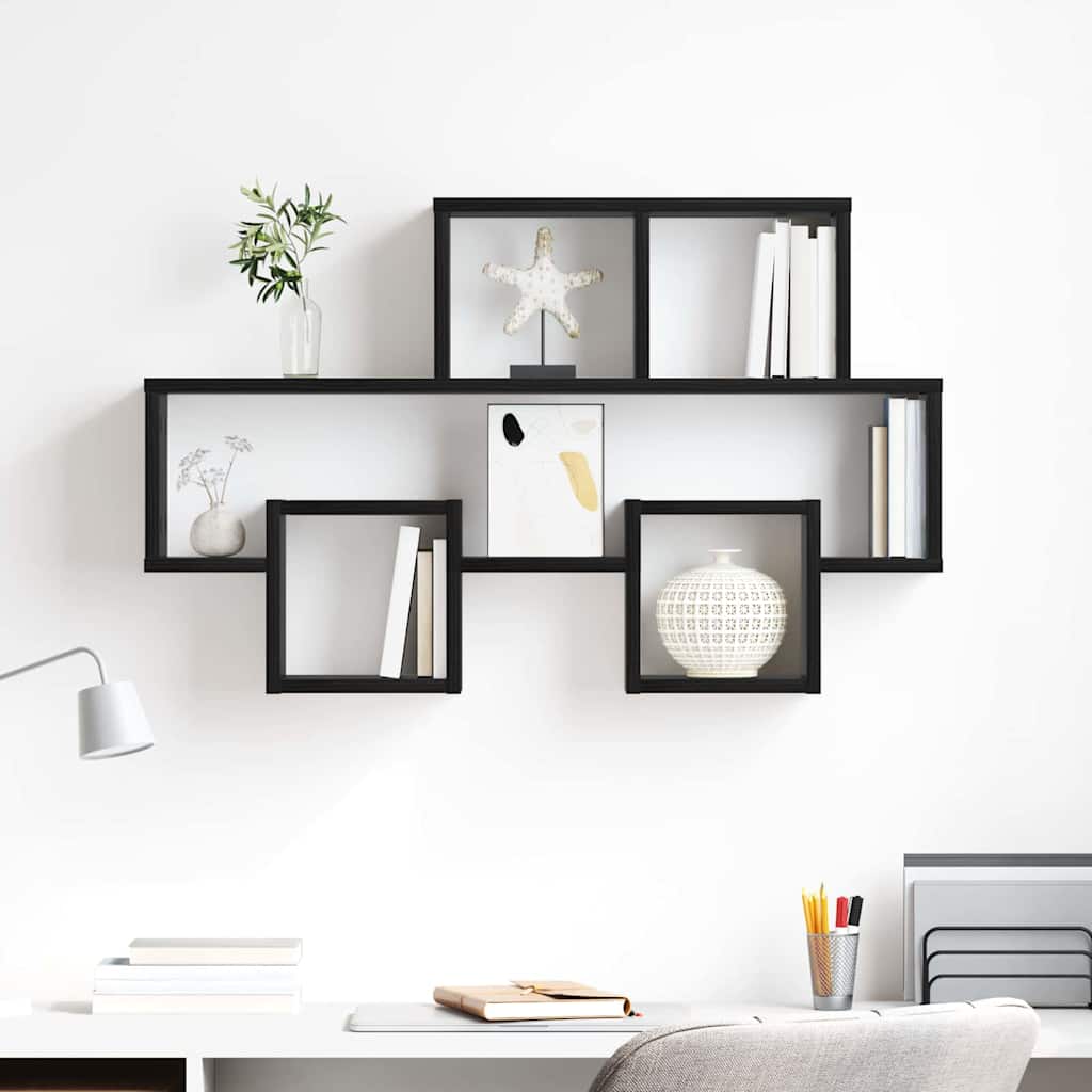 vidaXL Wandregal Schwarz Eichen-Optik 82 x 15 x 51 cm Holzwerkstoff