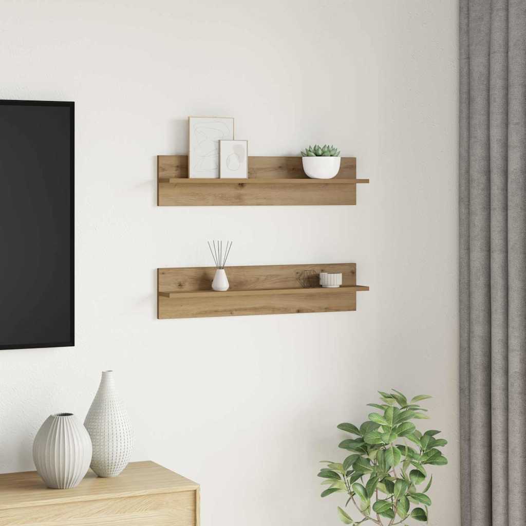 vidaXL Wandregal 2 pcs Artisan-Eiche 80 x 11,5 x 18 cm Holzwerkstoff