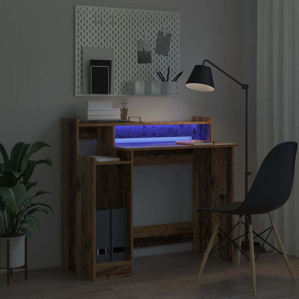 vidaXL Schreibtisch mit Regal Altholz 97 x 45 x 90 cm Holzwerkstoff