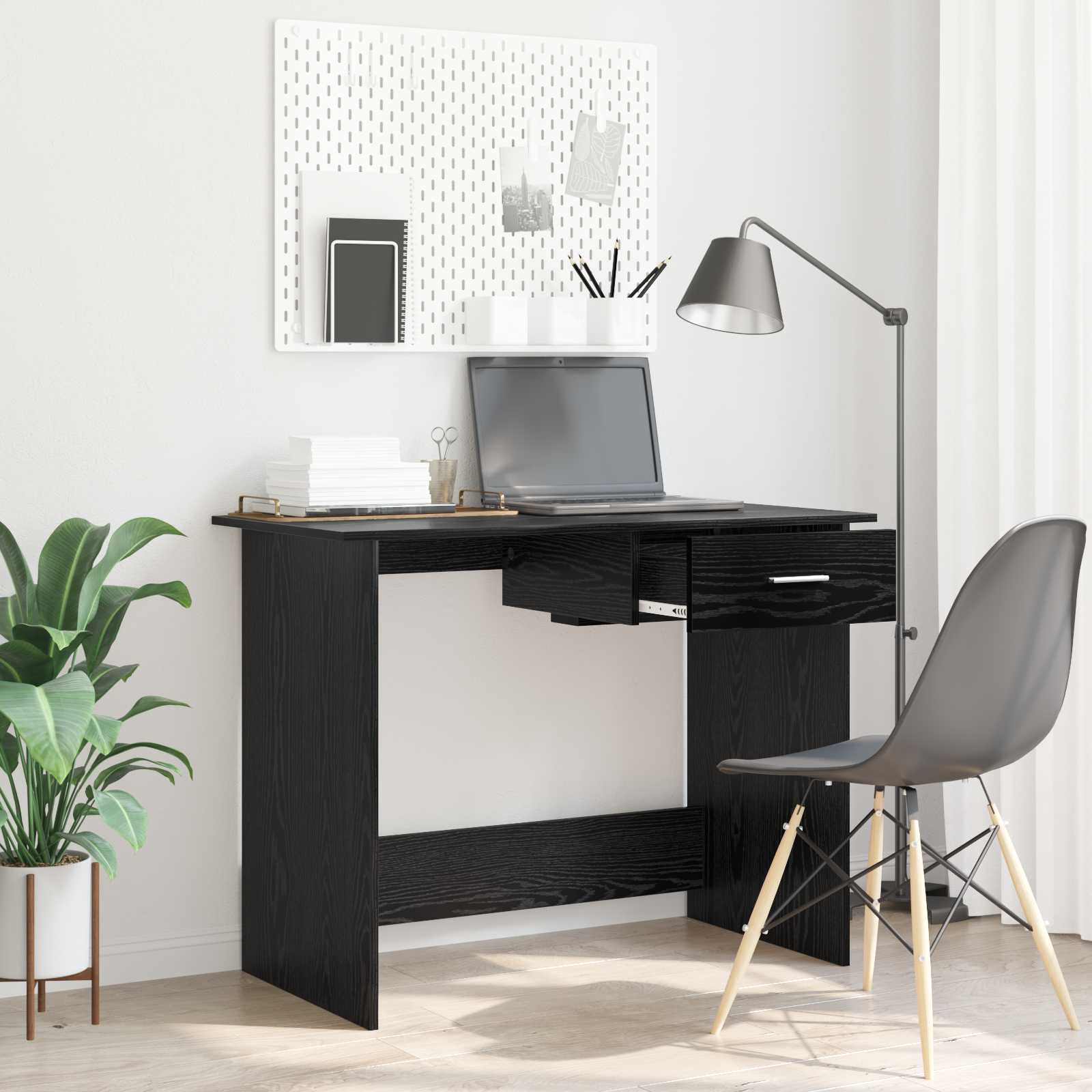 vidaXL Schreibtisch mit Speicher Schwarz Eichen-Optik 100 x 50 x 76 cm