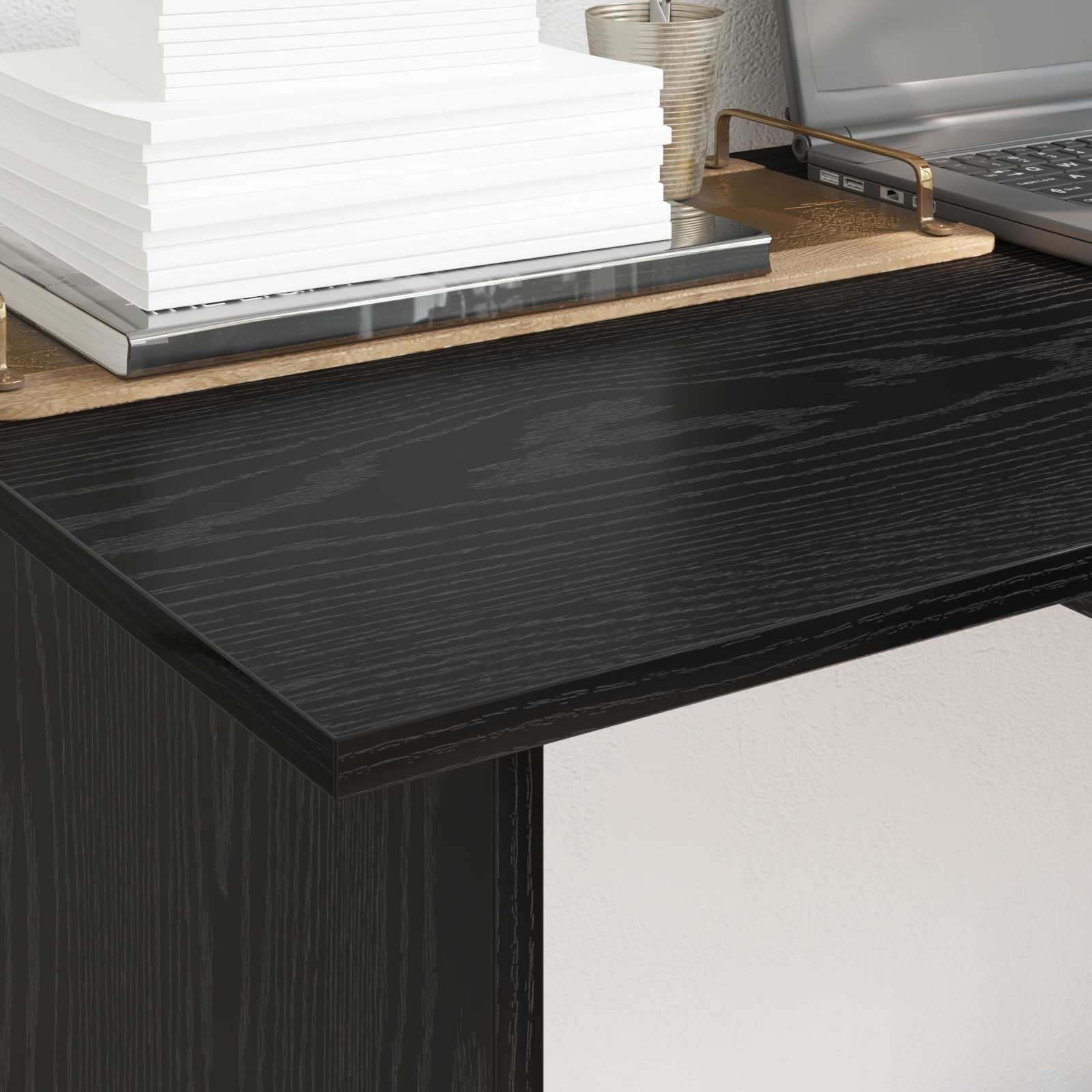 vidaXL Schreibtisch mit Speicher Schwarz Eichen-Optik 100 x 50 x 76 cm