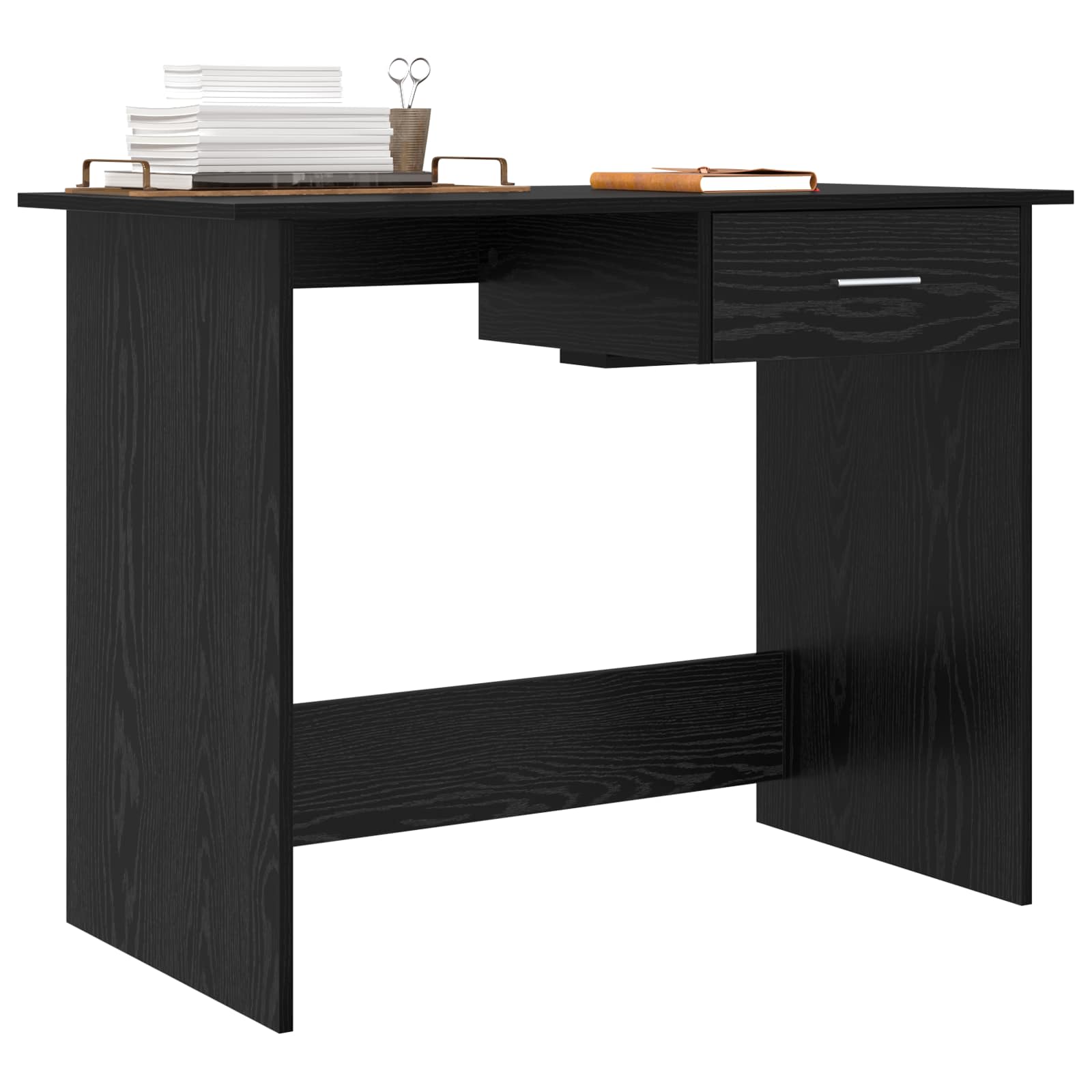 vidaXL Schreibtisch mit Speicher Schwarz Eichen-Optik 100 x 50 x 76 cm