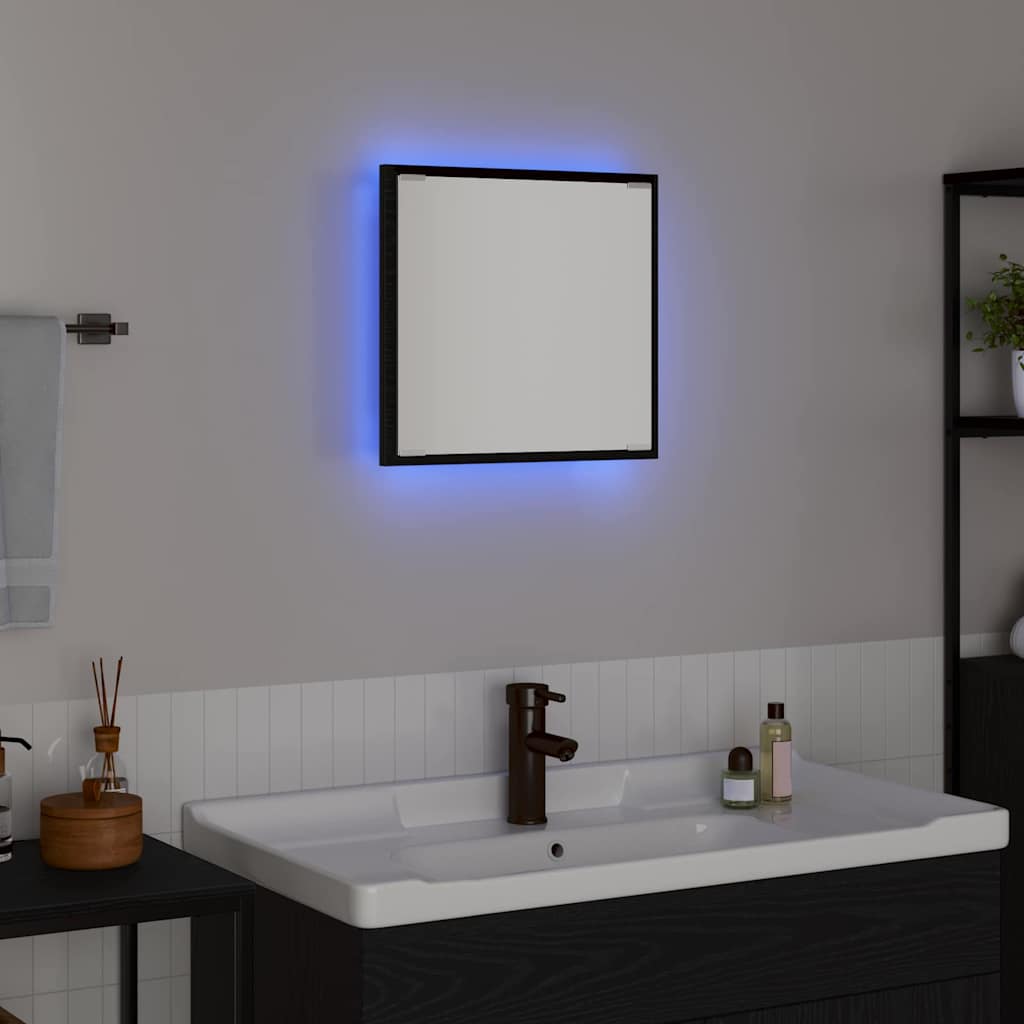 vidaXL LED-Badezimmerspiegel Schwarz Eichen-Optik 40 x 37 x 8.5 cm