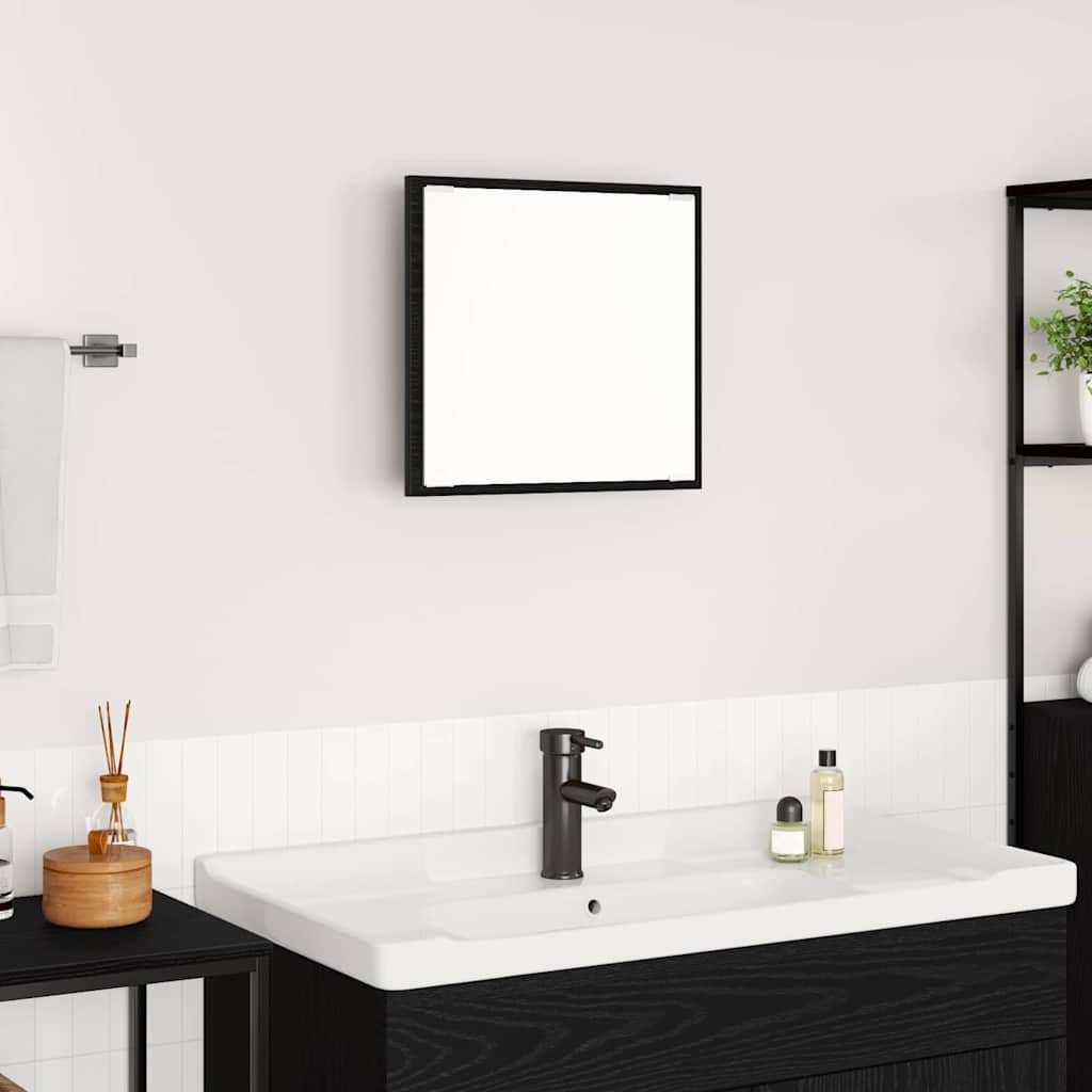 vidaXL LED-Badezimmerspiegel Schwarz Eichen-Optik 40 x 37 x 8.5 cm