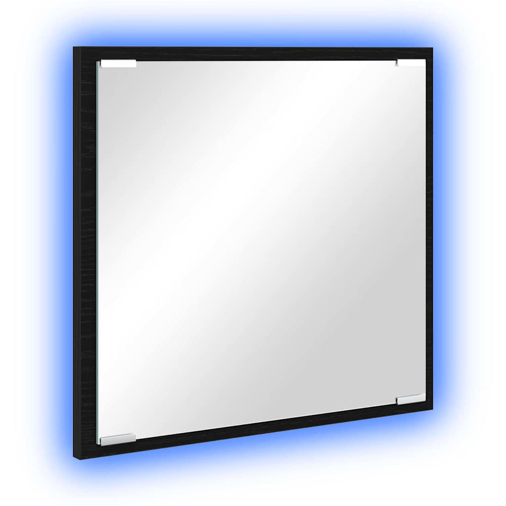 vidaXL LED-Badezimmerspiegel Schwarz Eichen-Optik 40 x 37 x 8.5 cm