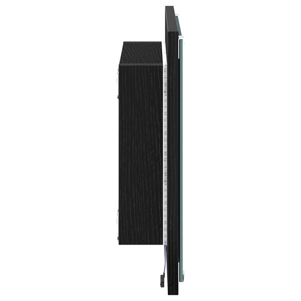 vidaXL LED-Badezimmerspiegel Schwarz Eichen-Optik 40 x 37 x 8.5 cm