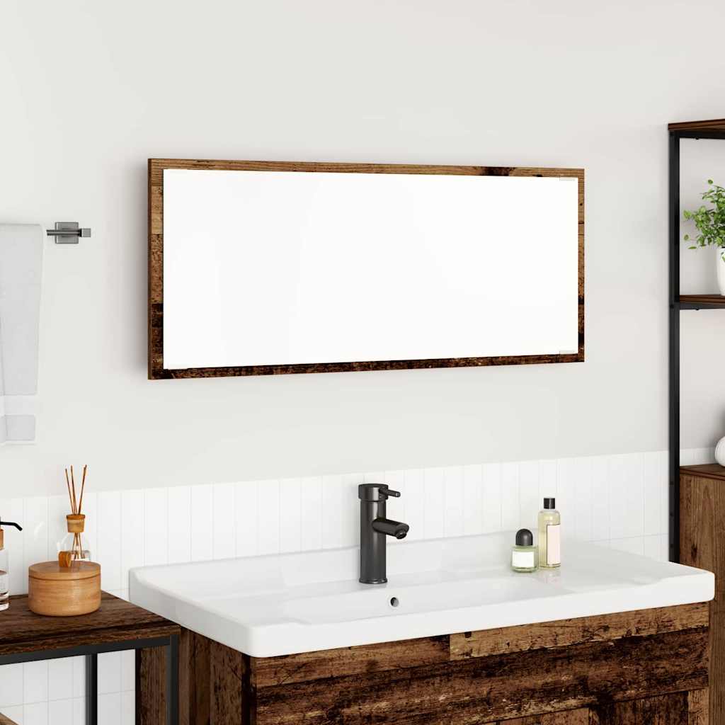 vidaXL Spiegel Wandmontiert Altholz 90 x 8,5 x 37 cm Holzwerkstoff