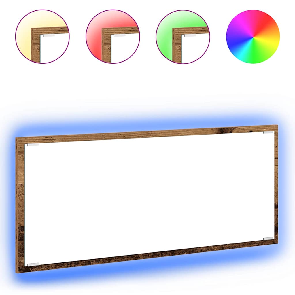 vidaXL Spiegel Wandmontiert Altholz 90 x 8,5 x 37 cm Holzwerkstoff