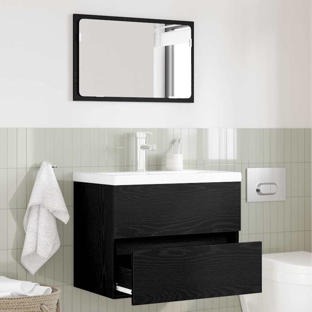 vidaXL Badezimmermöbel-Set mit Schubladen 2 pcs Schwarz Eichen-Optik
