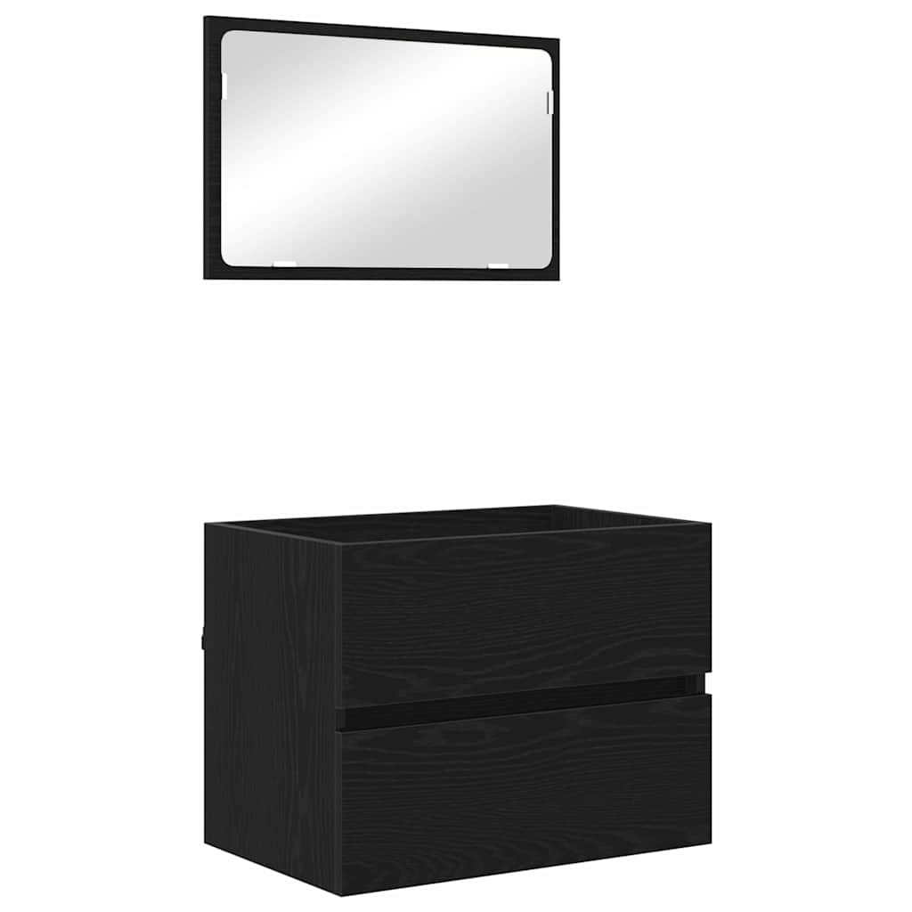 vidaXL Badezimmermöbel-Set mit Schubladen 2 pcs Schwarz Eichen-Optik